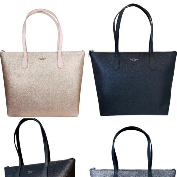 Kate Spade Joeley RoseGold Glitter Large Zip Tote - Picture 2 of 8